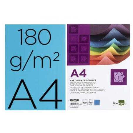 Cartulina liderpapel a4 180g/m2 azul paquete de 100