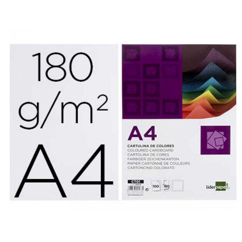 Cartulina liderpapel a4 180g/m2 blanco paquete de 100