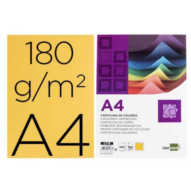 Cartulina liderpapel a4 180g/m2 oro paquete de 100