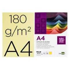 Cartulina liderpapel a4 180g/m2 amarillo paquete de 100