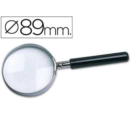 Lupa q-connect cristal aro metalico mango plastico negro 90 mm