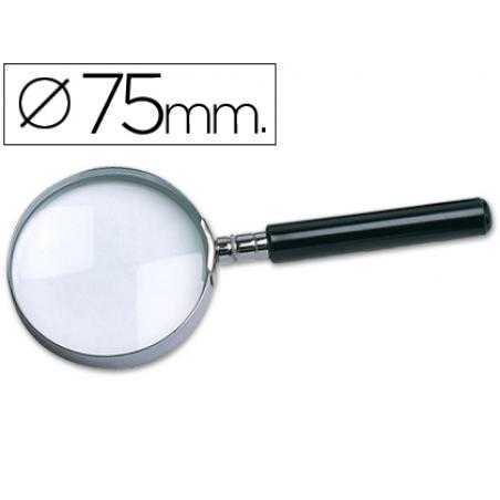 Lupa q-connect cristal aro metalico mango plastico negro 75 mm