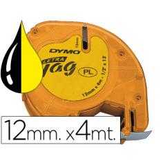 Cinta dymo 12mmx4mt -negro/hiperamarillo para maquina letratag