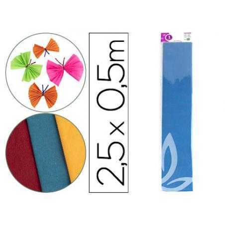Papel crespón liderpapel 50 cm x 2.5m 34g/m2 azul