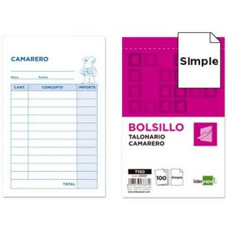Talonario liderpapel camarero bolsillo original t150