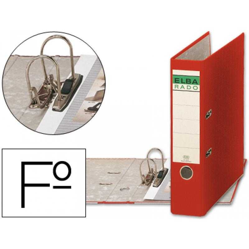 Archivador de palanca elba carton forrado folio rojo lomo de 80 mm rado chic