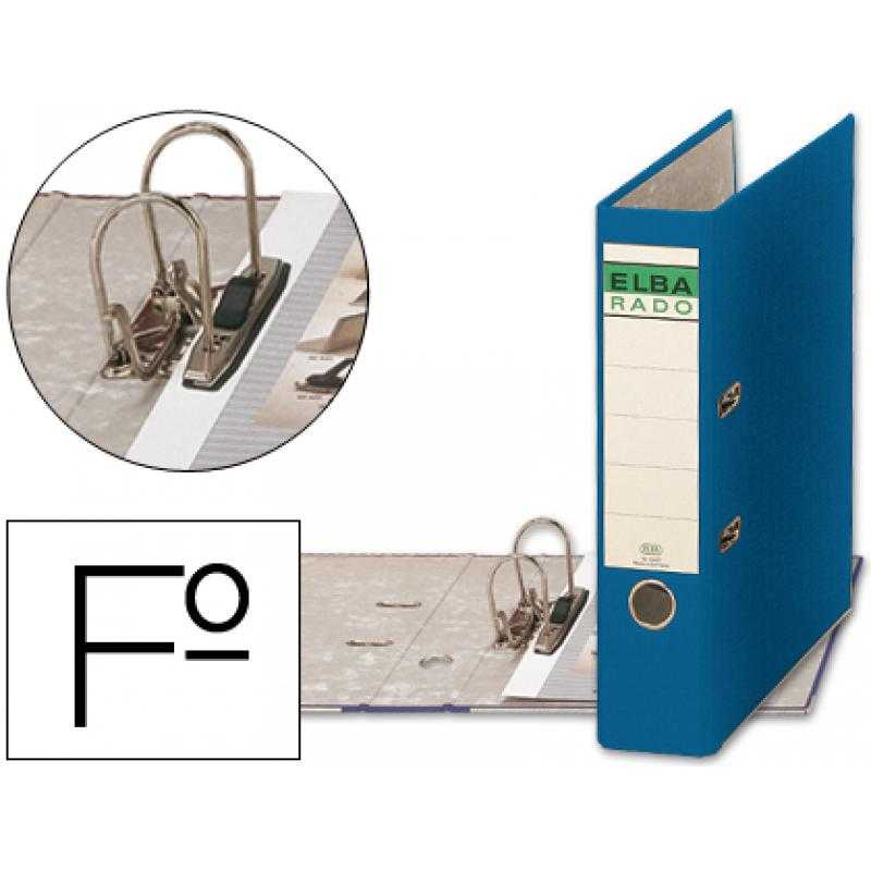 Archivador de palanca elba carton forrado folio azul lomo de 80 mm rado chic