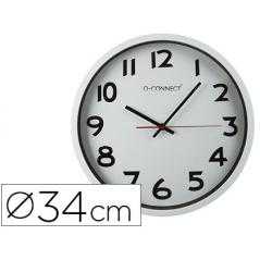 Reloj q-connect de pared plastico oficina redondo 34 cm marco blanco