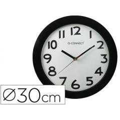 Reloj q-connect de pared plastico oficina redondo 30 cm marco negro