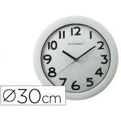 Reloj q-connect de pared plastico oficina redondo 30 cm marco blanco