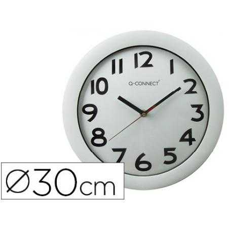 Reloj q-connect de pared plastico oficina redondo 30 cm marco blanco