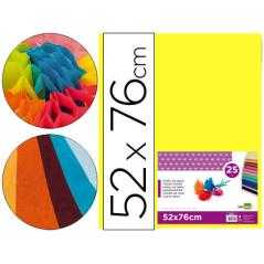 Papel seda liderpapel amarillo 52x76 cm 18 gr -paquete de 25 hojas