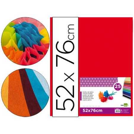 Papel seda liderpapel rojo 52x76 cm 18 gr -paquete de 25 hojas