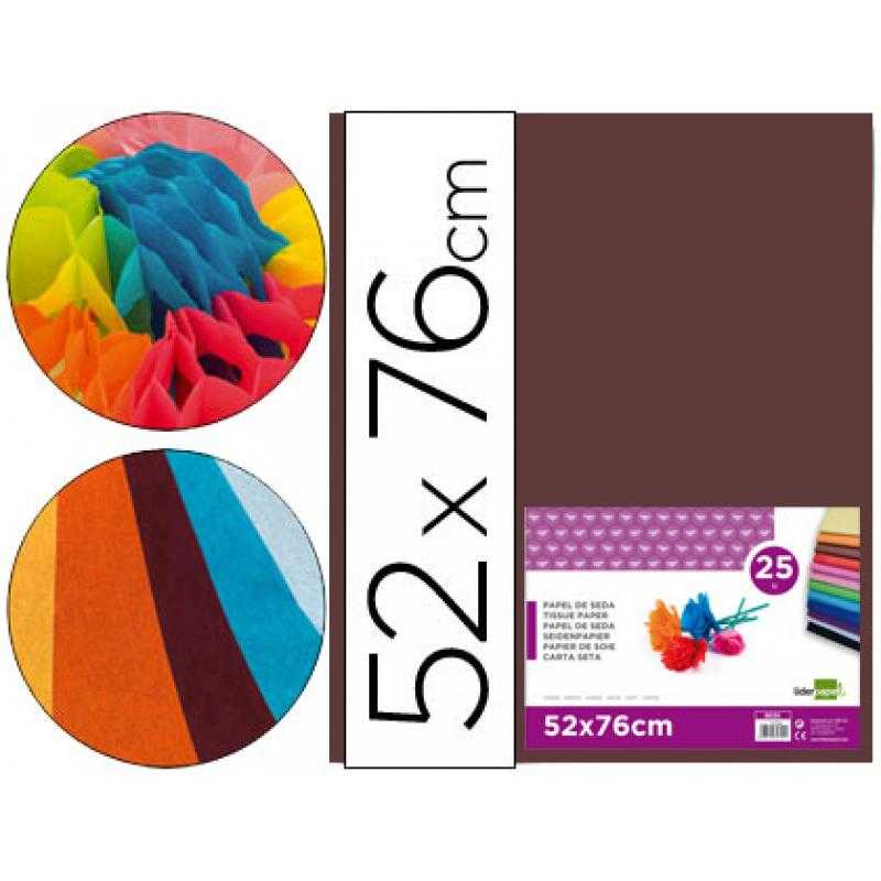 Papel seda liderpapel marron 52x76 cm 18 gr -paquete de 25 hojas