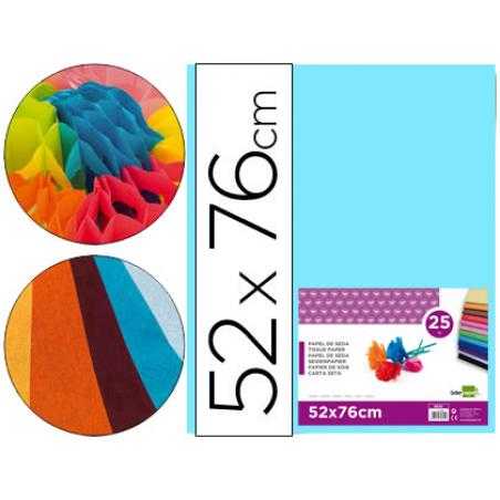 Papel seda liderpapel celeste 52x76 cm 18 gr -paquete de 25 hojas