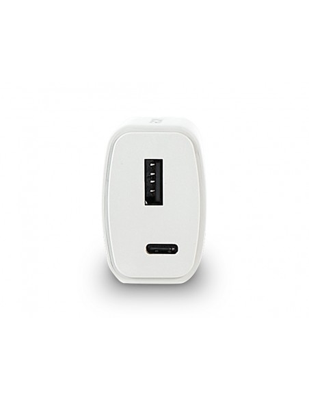 Cargador pared groovy 1 usb-a + 1 usb-c carga rapida blanco