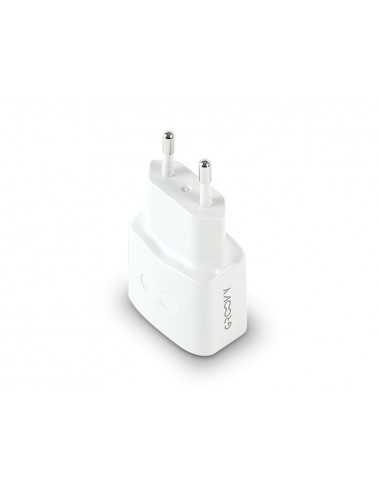 Cargador pared groovy 1 usb-a + 1 usb-c carga rapida blanco