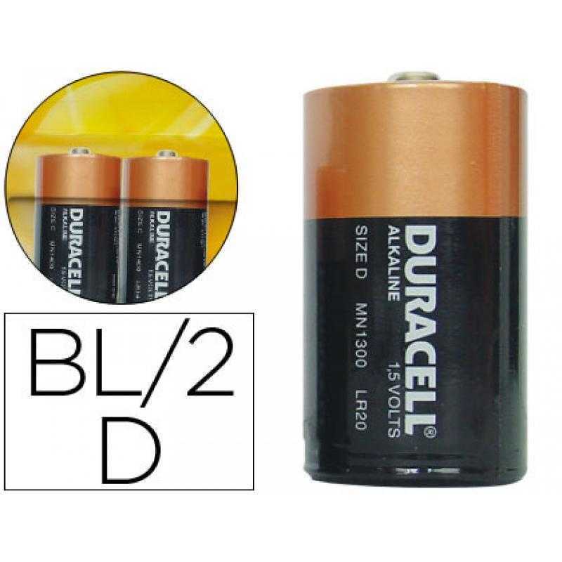 Pila duracell alcalina plus d blister con 2 pilas