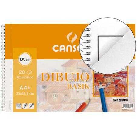 Bloc dibujo basik din a4+ espiral 23 x 32.5 cm 20 hojas microperforado con recuadro
