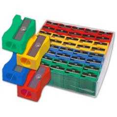 Sacapuntas liderpapel plastico 1 uso caja de 120 unidades colores surtidos