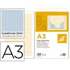 Bloc papel milimetrado liderpapel encolado 297x420 mm 50 hojas 80g/m2