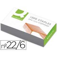 Grapas q-connect nº 22/6 24/6 cobreadas caja de 1000 unidades