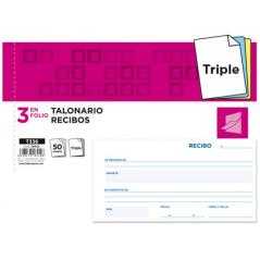 Talonario liderpapel recibos 3/fº apaisado original y 2 copias sin matriz
