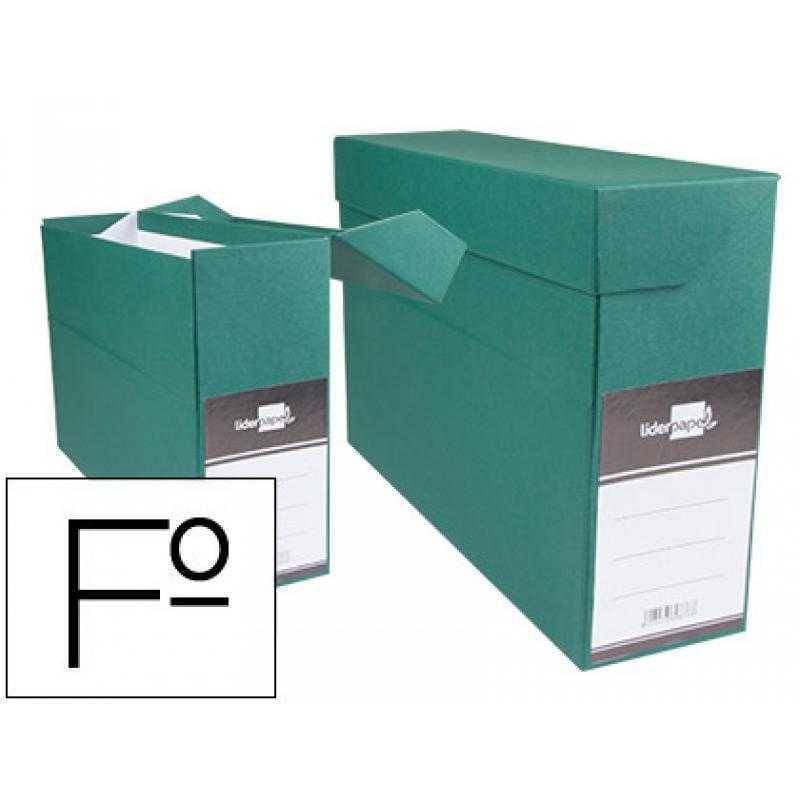 Caja transferencia liderpapel folio lomo 118 mm color verde 390x118x260 mm