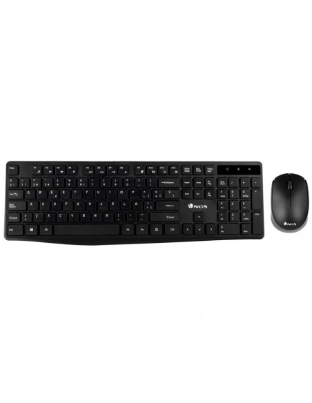 Set teclado y raton ngs harmony inalambrico silencioso con 12 teclas multimedia color negro
