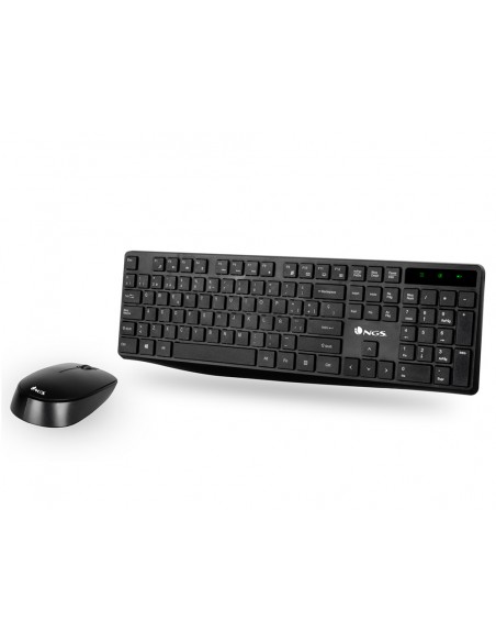 Set teclado y raton ngs harmony inalambrico silencioso con 12 teclas multimedia color negro