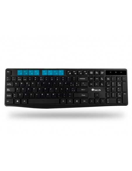 Set teclado y raton ngs harmony inalambrico silencioso con 12 teclas multimedia color negro