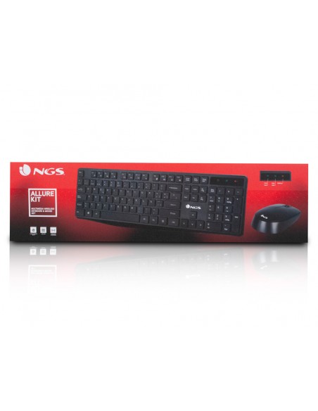Set teclado y raton ngs harmony inalambrico silencioso con 12 teclas multimedia color negro