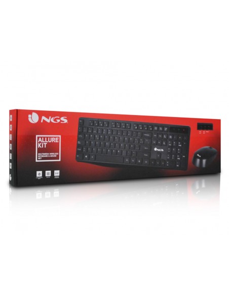 Set teclado y raton ngs harmony inalambrico silencioso con 12 teclas multimedia color negro