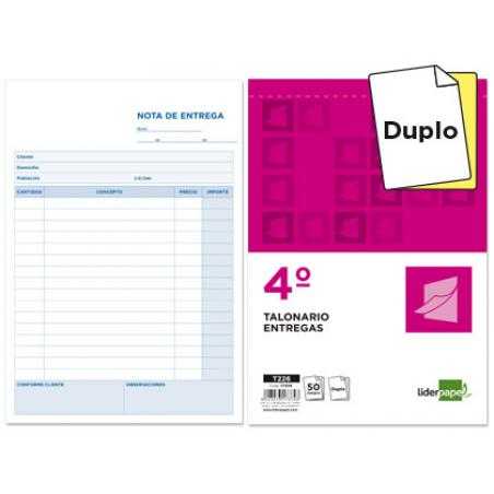 Talonario liderpapel entregas cuarto original y copia t226