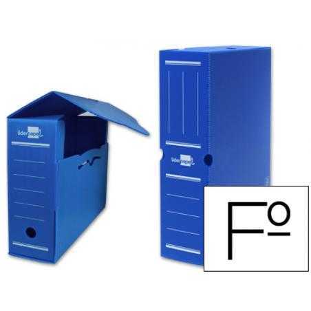 Caja archivo definitivo plastico liderpapel lomo 100 mm azul 360x100x260 mm