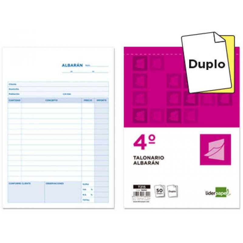 Talonario liderpapel albaran cuarto original y copia t215