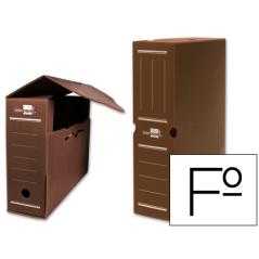 Caja archivo definitivo plastico liderpapel lomo 100 mm marron 360x100x260 mm