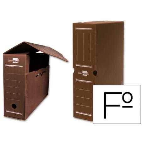 Caja archivo definitivo plastico liderpapel lomo 100 mm marron 360x100x260 mm
