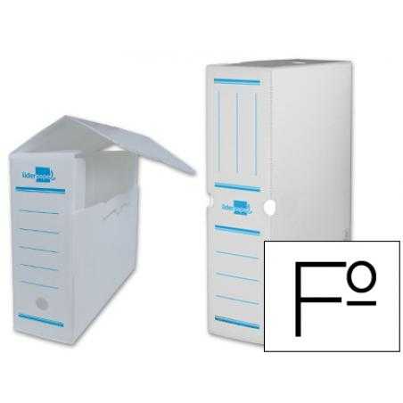 Caja archivo definitivo plastico liderpapel lomo 100 mm blanco 360x100x260 mm
