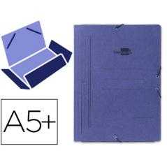 Carpeta liderpapel gomas cuarto 3 solapas carton pintado azul