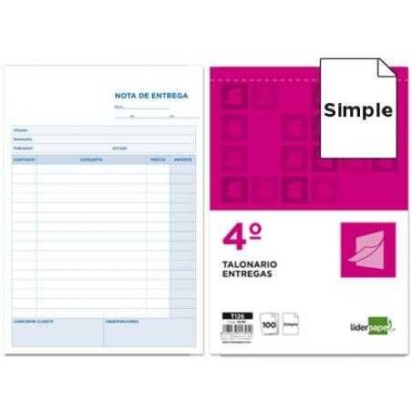 Talonario liderpapel entregas cuarto original t126
