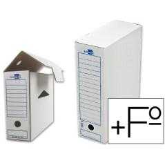 Caja archivo definitivo liderpapel folio prolongado carton reciclado 325g/m2 lomo 116 mm blanco 388x116x275 mm
