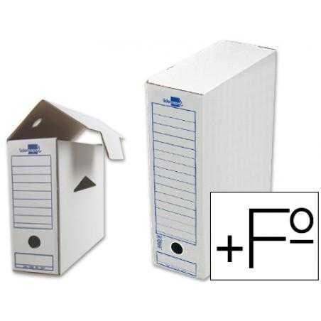 Caja archivo definitivo liderpapel folio prolongado carton reciclado 325g/m2 lomo 116 mm blanco 388x116x275 mm