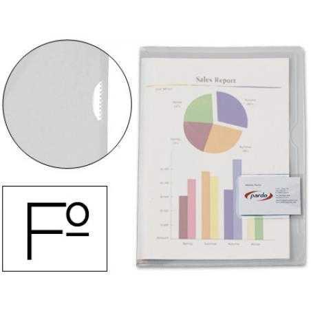Carpeta dossier uñero plastico pardo folio transparente