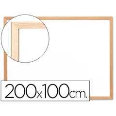 Pizarra blanca q-connect laminada marco de madera 200x100 cm