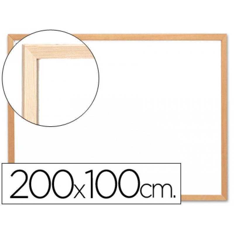 Pizarra blanca q-connect laminada marco de madera 200x100 cm