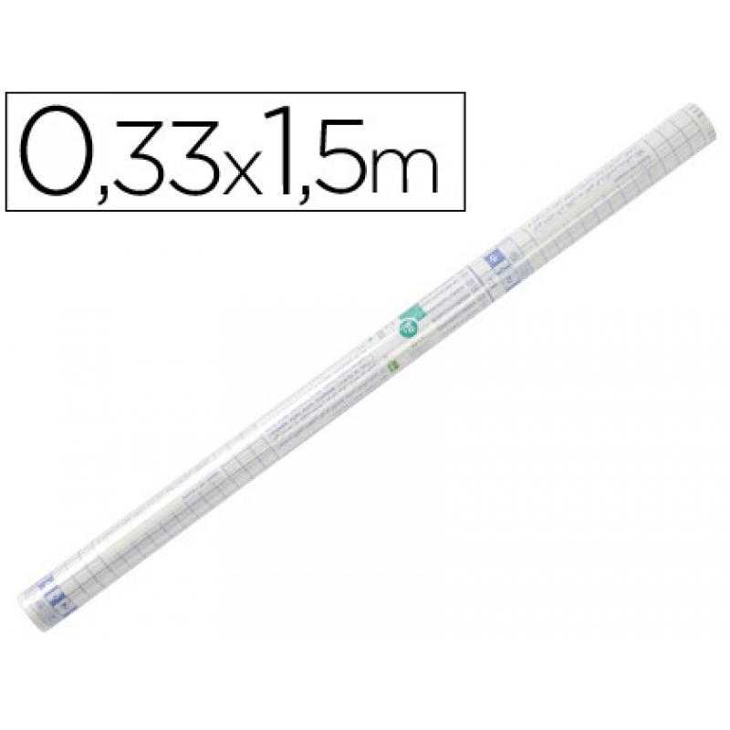 Rollo plastico adhesivo liderpapel 0.33x1.50 50 mc forralibros removible