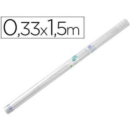 Rollo plastico adhesivo liderpapel 0.33x1.50 50 mc forralibros removible