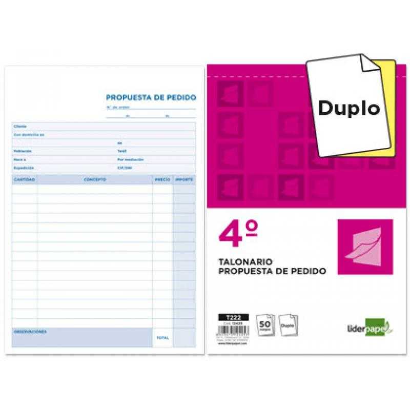 Talonario liderpapel pedidos cuarto original y copia t222