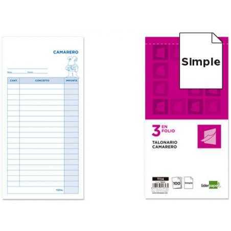 Talonario liderpapel camarero 3/fº original t114